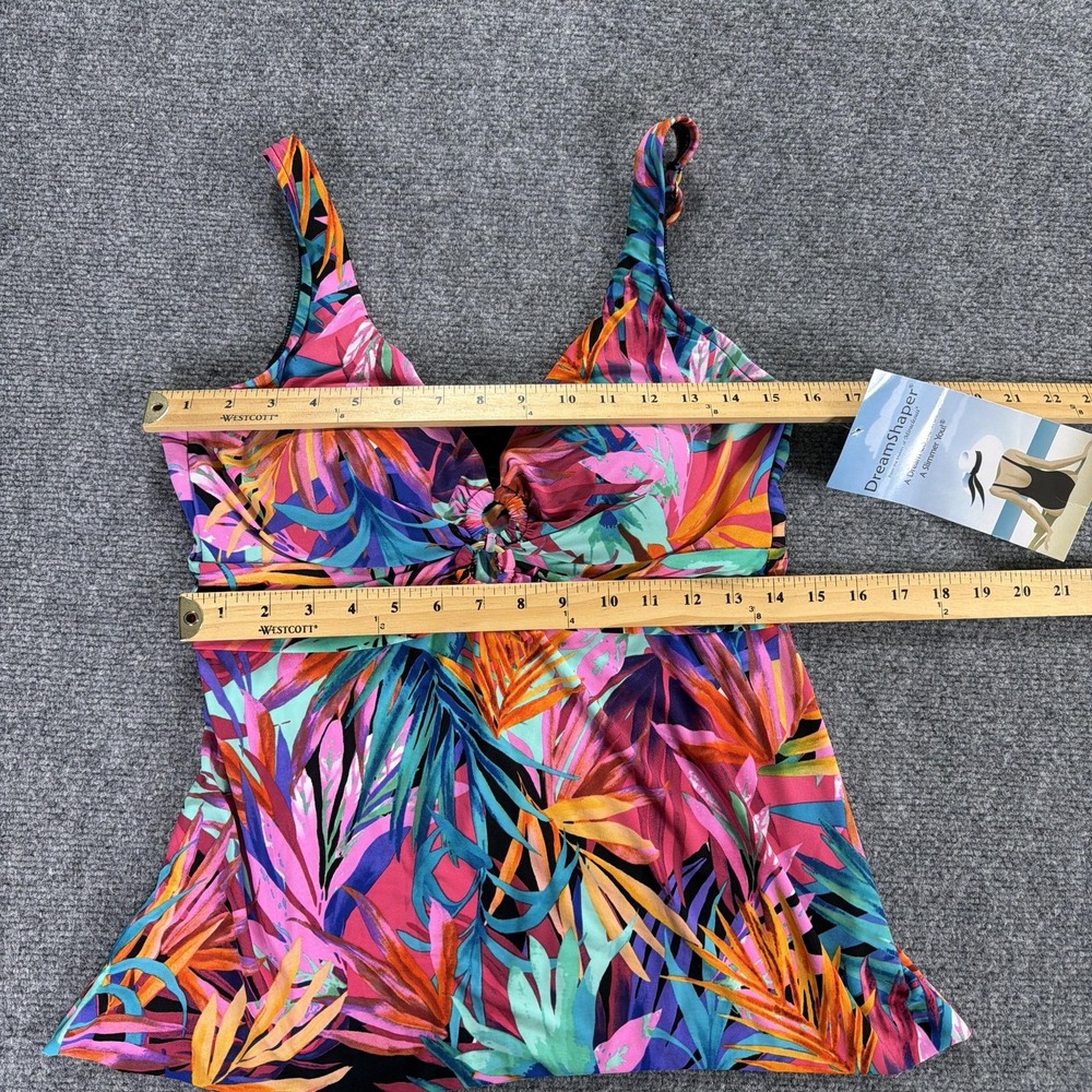 DreamShaper by Miraclesuit Tankini Top Size 12 Swim Tropical Beach Slimming NEW - Picture 4 of 9
